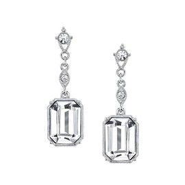 2028 Jewelry Genuine Austrian Octagon Drop Earrings