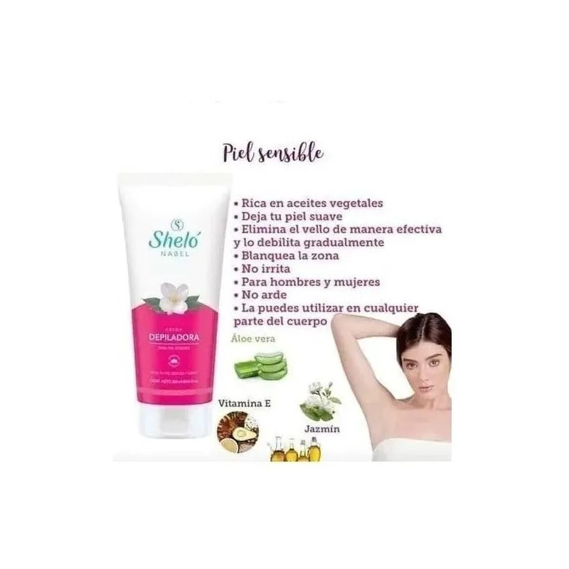 Crema Depiladora Piel Sensible Sheló Navel250 Ml 3 Piezas