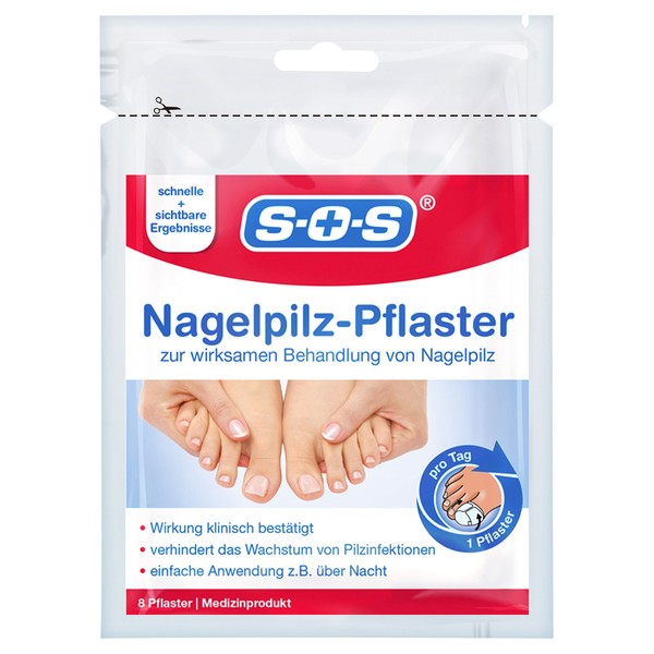 SOS Nail Fungus Plasters | For Intensive Nail Fungus Treatment | Easy to Use Overnight | Fast, Visible Results | Practical Use | Also for Nail Discolouration | 8 Plasters