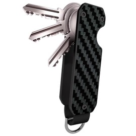 Metallic Key Organizer - Aluminum Carbon Fiber Key Organizer holder, Minimalist Innovative Keychain, Secures 2-5 Keys.