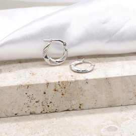 Tuscany Silver Patterned Creole Earrings