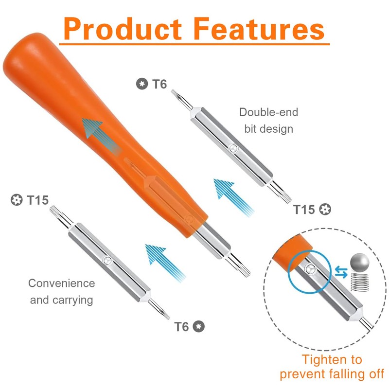 Ring Doorbell Screwdriver Replacement - Double-Ended T6 T15 Security Screws