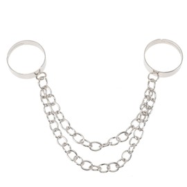 BESPORTBLE 2pcs Gothic Double Chain Adjustable Rings for Women Vintage Aesthetic Finger Jewelry Cool Costume Accessories for Parties and Gatherings