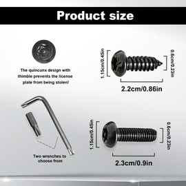 Anti Theft License Plate Screw Kit, Tamper Proof License Screws Car License Plate Bolts, Car Tag Plate Mounting Hardware M6 (1/4") for Front Rear Frame Holder Mounting