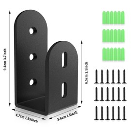 Riuog U Bracket, Door Security Bar, Heavy Duty Steel Door Bracket for 2x4 Lumber (6 Pack, Black, Wall Mount)