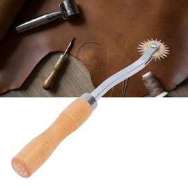 Stainless Steel Needle Tracing Wheel, Sewing Tool for Leathercraft Patterns, Wooden Handle, Ideal for Leather, Paper, Cloth