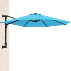 ABCCANOPY Patio Umbrella 10FT - Wall Mount Outdoor Hanging Umbrella Sunshade Umbrella with Crank for Balcony, Apartment, Patio, Garden,Turquoise