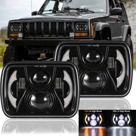 Unbranded 2x 120w 5x7'' 7x6'' LED Headlight Hi-Lo Beam Projector For Jeep Cherokee XJ YJ
