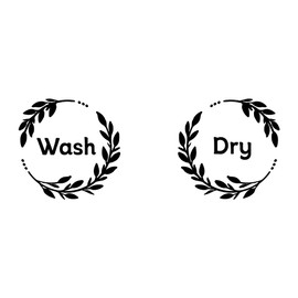 SUPERDANT Black Laundry Wall Sticker Quotes for Washing and Drying Wall Decoration Wall Decoration with Wreath Wall Art Sticker for Laundry Washing Machine Dryer Home Decoration