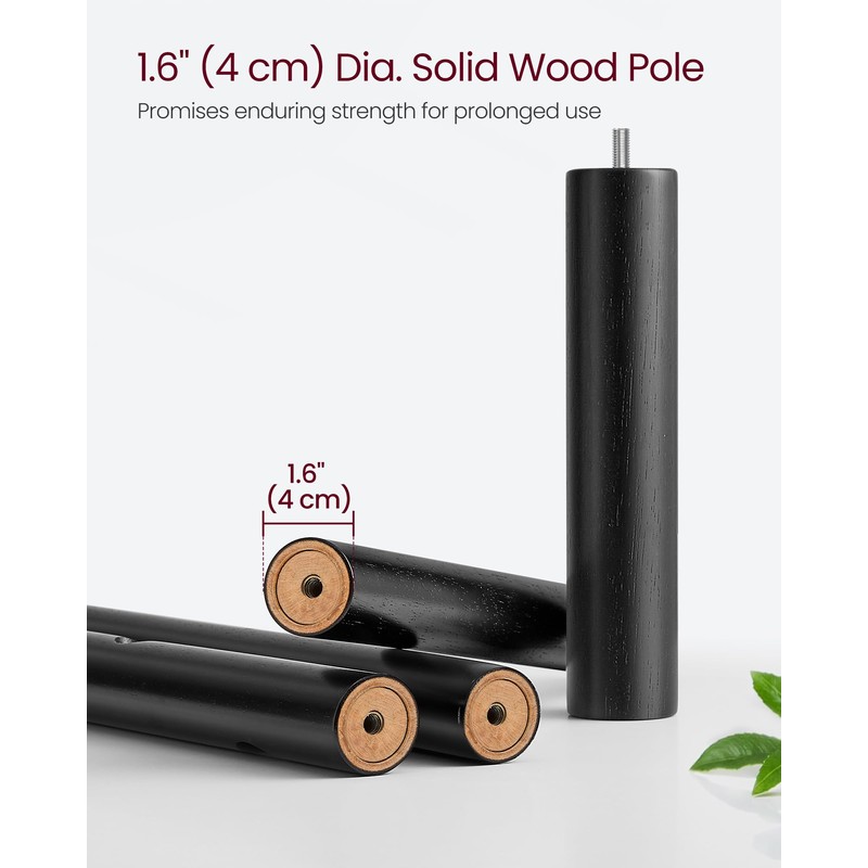 VASAGLE Coat Rack, Solid Wood Coat Stand, Freestanding Hall Tree,