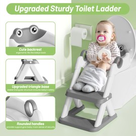 Rabb 1st Frog Potty Training Seat, Upgrade Toddler Toilet Seat for Kids Boys Girls, 2 in 1 Potty Training Toilet for Kids, Splash Guard Anti-Slip Pad Step Stool
