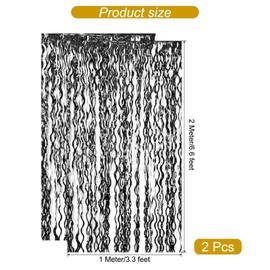 uxcell 2 Pcs Black Wavy Plastic Fringe Curtains Party Backdrop (3.3ft x 6.6ft) Tinsel Streamers Fringe Wall Background for Graduation Holiday Celebration Party Decorations
