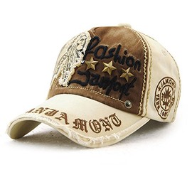 Tioamy Baseball Cap Unisex Adjustable Retro Baseball Hat Leisure Cap Fashionable Cotton Cap Writing Outdoor Hat For Men and Women - Dark Beige