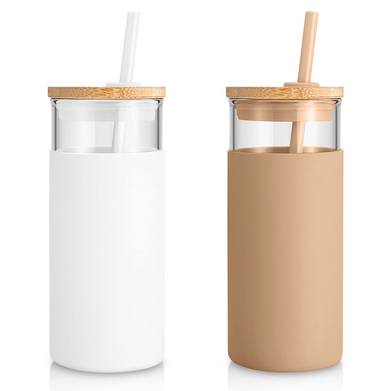 Tronco 20 oz Glass Tumbler with Lid and Straw, Iced