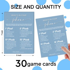 Baby Shower Games - What's in Your Phone, Baby Gender Reveal Game Party 30 Game Cards Set, Pregnant Announcement Party Game Gender Neutral Party Activity Favor Supplies Decorations -JRM580