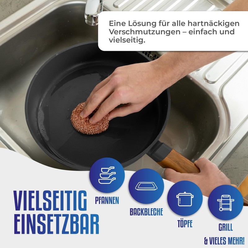 FUSL Copper Sponge Scratch-Free Pack of 6 - Antibacterial Cleaning