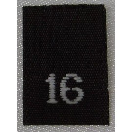 Sean Label 1000 PCS BLACK WOVEN SEWING CLOTHING LABELS, SIZE TAGS - SIZE 16 - SIXTEEN