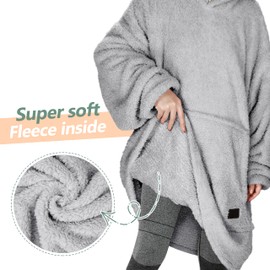 Catalonia Classy Oversized Sherpa Hoodie Blanket, Fluffy Warm Oversized Cosy Blanket with Sleeves and Hood, Wearable Blanket as a Gift Idea for Women Men