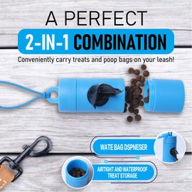 Dog poop bag holder-2 in 1 Dog Waste Bag holder Comes with pet snack box for Leash Lightweight Pet Waste Bag Dispenser，Equipped with nylon rope and buckle (Excluding dog waste bag)(Pueple) ﻿