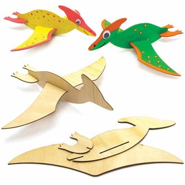 Baker Ross FC827 Dinosaur Wooden Gliders - Pack of 8, Wood Crafts kits for Kids, Colouring Crafts for Kids