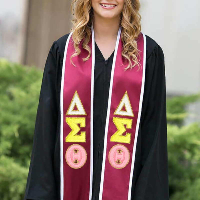 8PCS Iron on Greek Letter Patches Chenille Greek Letters Sequin