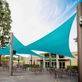 Royal Shade 14' x 14' x 14' Turquoise Triangle Sun Shade Sail Canopy Outdoor Patio Fabric Screen Awning RTAPT10 - UPF50+ 95% UV Blockage, Heavy Duty, Water & Air Permeable (We Make Custom Size)