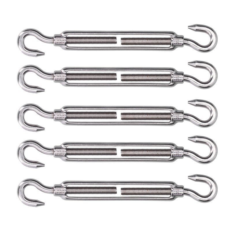 5Pcs Turnbuckle Hook and Hook Wire Rope Tension 304 Stainless