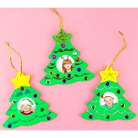 Christmas Ornaments Crafts (12 Pack) Picture Frame Ornaments DIY Unfinished Wood Crafts Kit for Kids. Decorate & Paint Your Own Xmas Ornament. Fun Holiday Project Party Activities, by 4E's Novelty