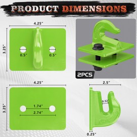 AMBULL 2 Pack 3/8" Tractor Bucket Grab Hook Grade 70 Forged Steel Bolt On Grab Hook Tow Hook Mount with Backer Plate,Work Well for Tractor Bucket, RV, UTV,Truck, Max 15,000 lbs, Green
