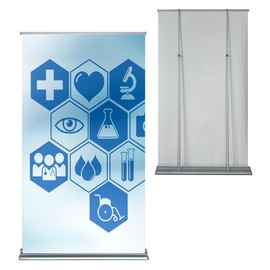 JUST 4 SIGNS NEW DELUXE Retractable Banner Stand with Widened Base and Padded Portable Oxford Bag (48" x 65 ～ 90"（WxH）)