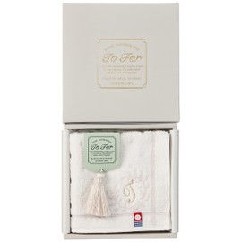 Imabari TF3080M Initialed Terry Cloth Handkerchief, 9.8 inches (25 cm), Initialed with “T,” Embroidered, Made in Japan, Present, Small Gift, Mother's Day, Birthdays, Housewarming, Just Starting Out, Stylish, Cute, Women's