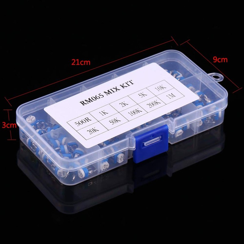 Variable Resistor Assortment 10 Values 500 Ohm-1M Ohm Potentiometer Kit