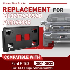 JMTAAT Front License Plate Bracket Compatible with 2021-2023 Ford F150 3.3L 5.0L Bumper License Plate Holder Frame Replacement for ML3Z17A385AB FO1068185 w/o Immersion Heater
