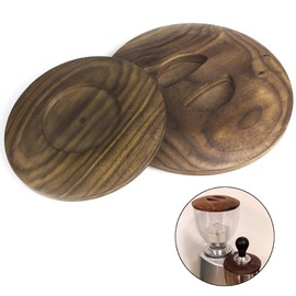 AlloverPower 2 Pack Lids for Mazzer Mini Coffee Espresso Mill Bean Hopper Lid Dosing Cover - Black Walnut Wood Adjustable Trim Kits