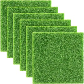 Pack of 6 Artificial Grass for Crafts, 15 x 15 cm Artificial Grass Rug, Fake Grass for DIY Projects, Artificial Grass Crafts, Grass Mat for Miniature Garden Decoration and Home Accessories