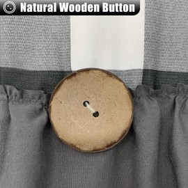 Seasonwood Farmhouse Shower Curtain Grey Shower Curtain with Button Bathroom Decor Black Buffalo Plaid Pattern with Fabric Ruffles Waterproof with 12 Hooks Washable Durable 72"x72"