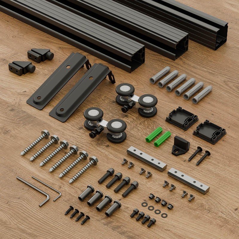 TOPCCJHHD 6.6FT/80'' Box Rail Sliding Barn Door Hardware Kit Ceiling