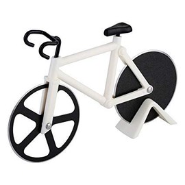 Bicycle Pizza Cutter Wheel SENRISE Bike Pizza Slicer Dual Stainless Steel Non-Stick Cutting Wheels with a Stand, for Home Pizza Lovers (1PC, White)