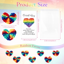 Mindsoft 35 Sets Rainbow Party Favors Bulk Gifts Hand Crocheted Rainbow Heart Pocket Hug with Cards Pride Romantic Gifts for Long Distance Relationship Friends Couple, Desk Pets for Classroom