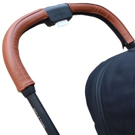 gogolotom Baby Pram PU Leather Handle Cover Compatible with Cybex Eezy S Twist (+) 2 Pushchairs Removable Pram Handle Cover with Zip Opening (for Mum Handle, Brown)