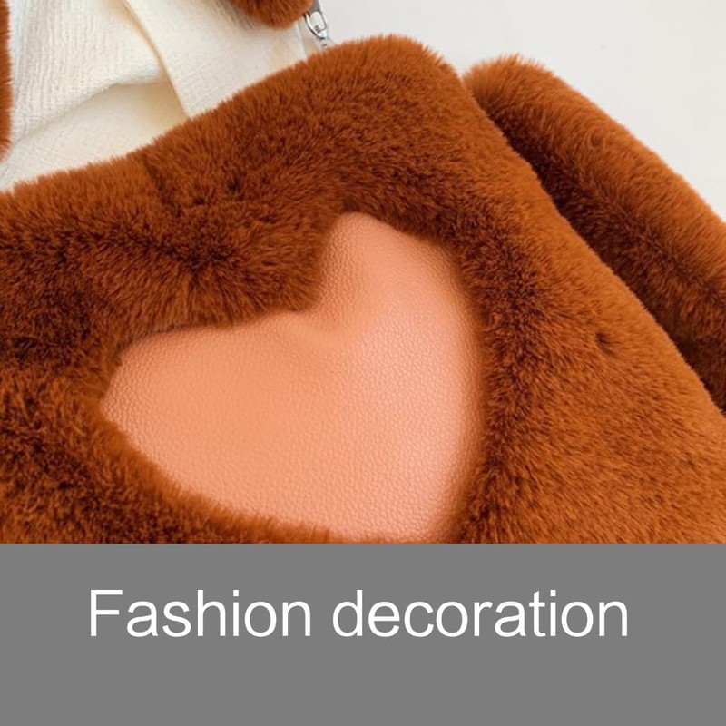 TQUXNGA Heart Pattern Shoulder Bag Winter Handbag Plush Bag for