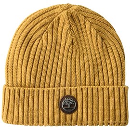Timberland Men's Ribbed Watch Cap with Logo Plate, Wheat, One Size