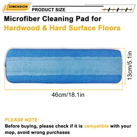 6 Packs 18 Inch Microfiber Cleaning Pads, Reusable Mop Replacement Heads Compatible with Bona, Washable & Lint-Free Floor Pads for Hardwood, Laminate.