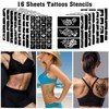 Qpout Tattoo Stencils for Children and Adults, 16 Sheets Henna