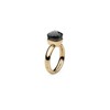 Qudo Firenze Stainless Steel Gold Coloured Ring with Smoke Stone