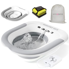 Sitz Bath, Unisex Sitz Bath for Toilet, Electric Sitz Bath for Hemorrhoids, Sitz Bath Soak Tub, Sitz Bath Postpartum Care, Home Use Portable for Easy Storage, Collapsible Storage, Wide Seat (Gray)