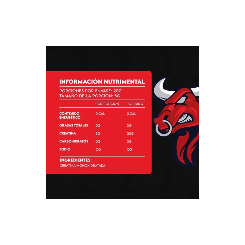 Creatina Monohidratada 1kg Bull Protein 200servicios Sabores