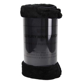 DANIEL JAMES Housewares Soft Mink Throw Over Bed Faux Cuddle Luxury Fur Fleece Bedding Sofa Warm Blanket (Black, Double)