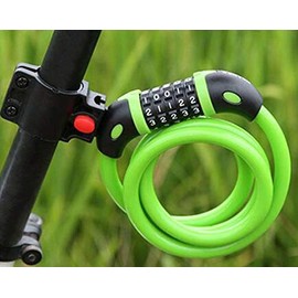 5 Resettable Digit Combination Bike Lock Bicycle Spiral Steel Cable Lock 120cm (Green)