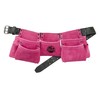 Graintex DS2139 :: 9 Pocket Children Tool Belt Pink Color Suede Leather, Kids Real Tool Belt, Boys and Girls Tool Apron for Home Improvement, 1.1/2" Leather Belt, Hammer Loops
